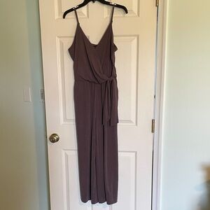 Banana republic Sleeveless Wrap wide leg jumpsuit small soft Dusty purple brown
